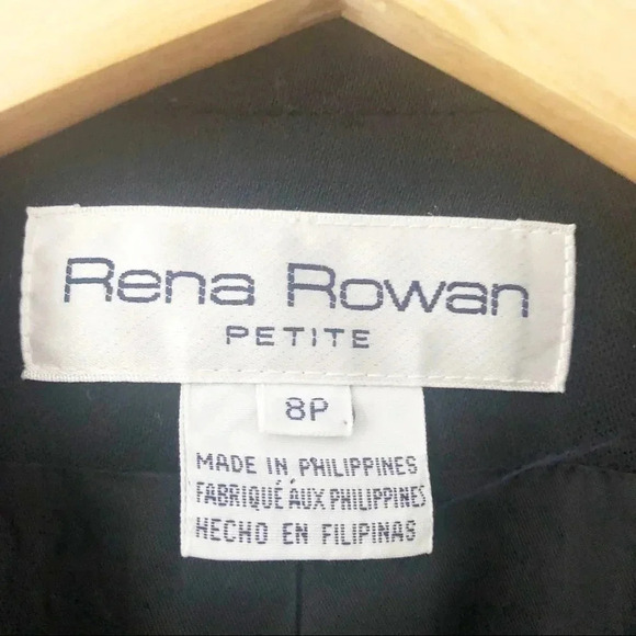 Vintage Rena Rowan Blazer Jacket Wool Short Black Button Down Size 8P - Picture 2 of 5
